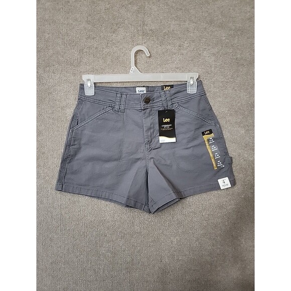 Lee Legendary Carpenter Shorts Womens 6 Gray Hammer Loop Cotton Stretch NEW - Picture 2 of 9
